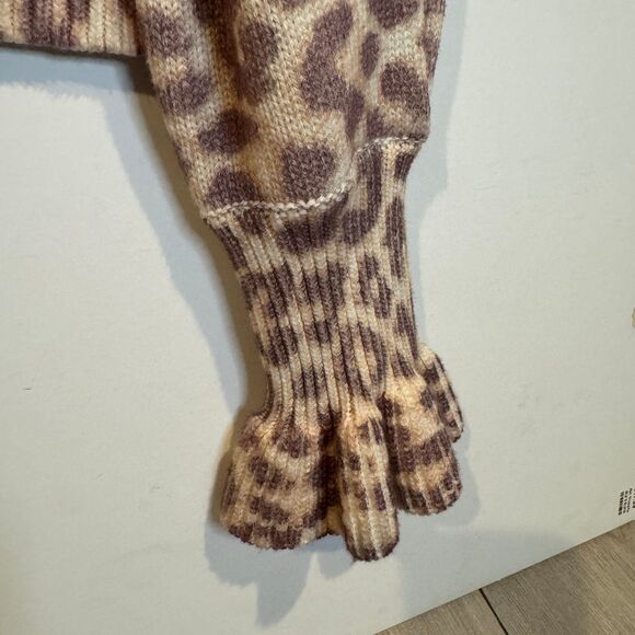 LoveShackFancy BOSCOM CARDIGAN Taupe Skies Cheetah Animal Print Women’s Medium - Picture 4 of 10